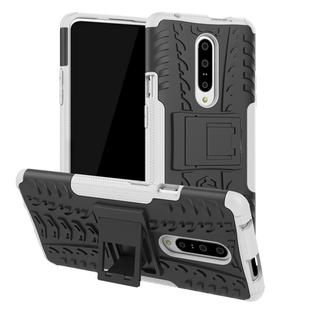 Tire Texture TPU+PC Shockproof Phone Case for OnePlus 7, with Holder (White)