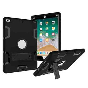 Contrast Color Silicone + PC Shockproof Case for iPad 9.7 inch (2018/2017), with Holder (Black)