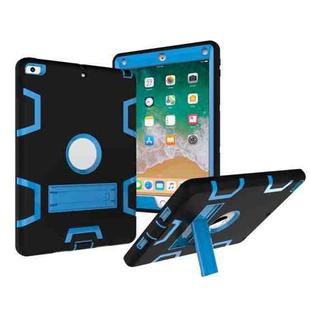 Contrast Color Silicone + PC Shockproof Case for iPad 9.7 inch (2018/2017), with Holder (Blue)