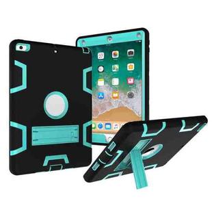 Contrast Color Silicone + PC Shockproof Case for iPad 9.7 inch (2018/2017), with Holder (Mint Green)