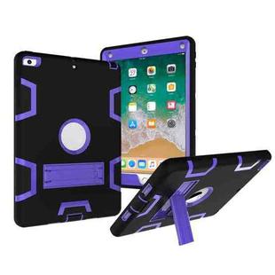 Contrast Color Silicone + PC Shockproof Case for iPad 9.7 inch (2018/2017), with Holder (Purple)