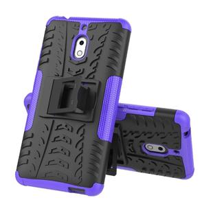 Tire Texture TPU+PC Shockproof Phone Case for Nokia 2.1, with Holder (Purple)