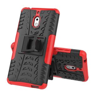 Tire Texture TPU+PC Shockproof Phone Case for Nokia 2.1, with Holder (Red)