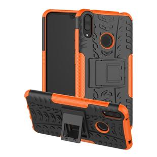 Tire Texture TPU+PC Shockproof Case for Huawei Y7 Pro 2019 / Enjoy 9, with Holder (Orange)