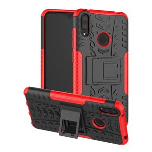 Tire Texture TPU+PC Shockproof Case for Huawei Y7 Pro 2019 / Enjoy 9, with Holder (Red)