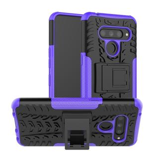 Tire Texture TPU+PC Shockproof Case for LG V50 ThinQ, with Holder (Purple)