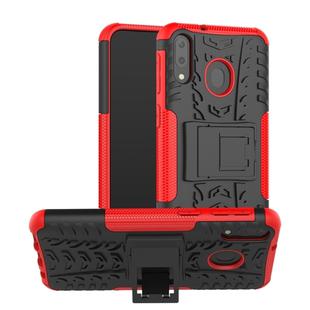 Tire Texture TPU+PC Shockproof Case for Galaxy M20, with Holder (Red)