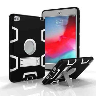 Contrast Color Silicone + PC Shockproof Case for iPad mini 5 / mini 4, with Holder(Black+Grey)