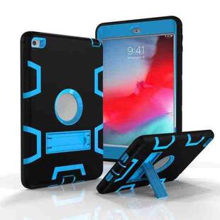 Contrast Color Silicone + PC Shockproof Case for iPad mini 5 / mini 4, with Holder(Black Blue)