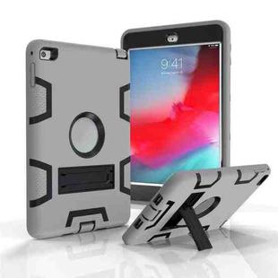 Contrast Color Silicone + PC Shockproof Case for iPad mini 5 / mini 4, with Holder(Grey)