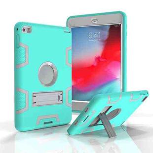 Contrast Color Silicone + PC Shockproof Case for iPad mini 5 / mini 4, with Holder(Mint Green)