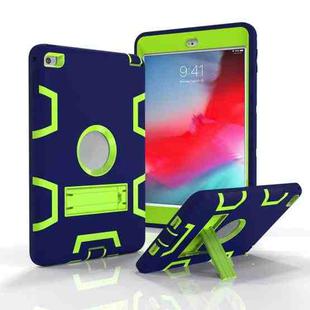 Contrast Color Silicone + PC Shockproof Case for iPad mini 5 / mini 4, with Holder(Navy Blue)