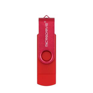 MicroDrive 4GB USB 2.0 Phone and Computer Dual-use Rotary OTG Metal U Disk (Red)