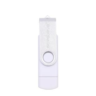 MicroDrive 8GB USB 2.0 Phone and Computer Dual-use Rotary OTG Metal U Disk (White)