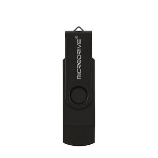 MicroDrive 16GB USB 2.0 Phone and Computer Dual-use Rotary OTG Metal U Disk (Black)