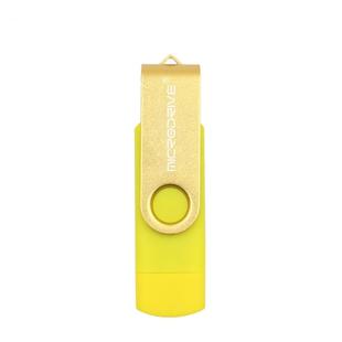 MicroDrive 16GB USB 2.0 Phone and Computer Dual-use Rotary OTG Metal U Disk (Yellow)