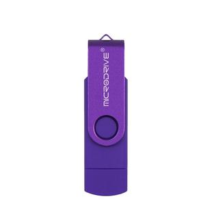 MicroDrive 128GB USB 2.0 Phone and Computer Dual-use Rotary OTG Metal U Disk (Purple)