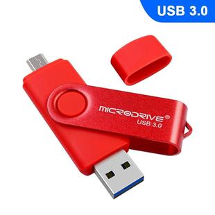 MicroDrive 16GB USB 3.0 Android Phone & Computer Dual-use Rotary Metal U Disk (Red)