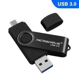 MicroDrive 128GB USB 3.0 Android Phone & Computer Dual-use Rotary Metal U Disk (Black)