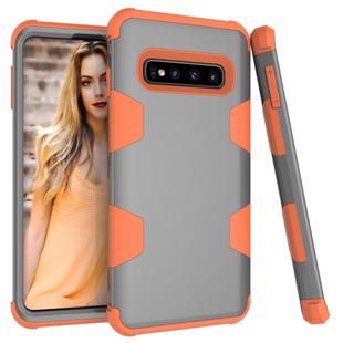 Contrast Color Silicone + PC Shockproof Case for Galaxy S10 (Grey+Orange)