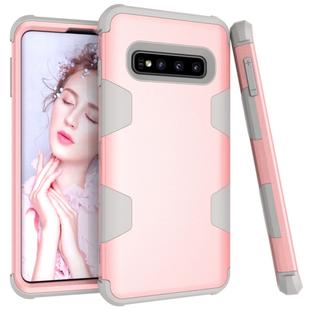Contrast Color Silicone + PC Shockproof Case for Galaxy S10 (Rose Gold+Grey)