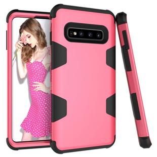 Contrast Color Silicone + PC Shockproof Case for Galaxy S10 (Rose Red)