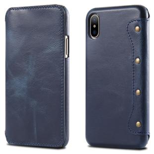 For iPhone X / XS Oil Wax Cowhide Horizontal Flip Leather Case with Card Slots & Wallet