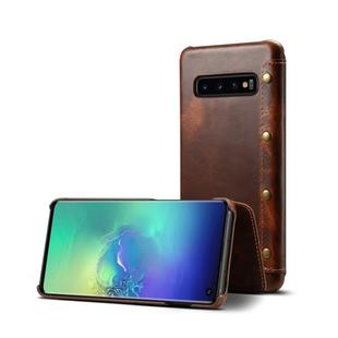 Oil Wax Cowhide Horizontal Flip Leather Case for Galaxy S10e, with Card Slots & Wallet