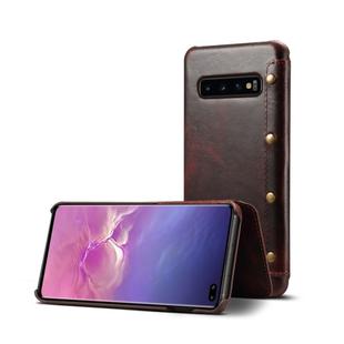 Oil Wax Cowhide Horizontal Flip Leather Case for Galaxy S10+, with Card Slots & Wallet