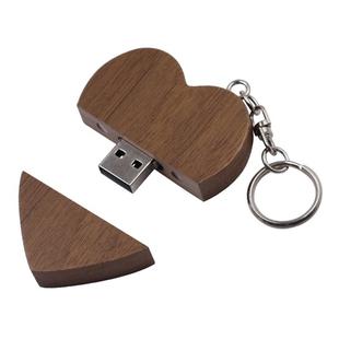 MicroDrive 8GB USB 2.0 Wood Couple Heart Shape U Disk(Walnut Wood)