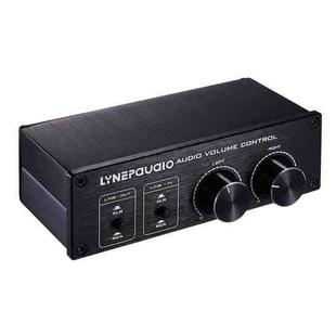 LINEPAUDIO A977 2 In 2 Out Switcher Full-balance Passive Preamp Active Speaker Double Sound Source Volume Controller (Black)