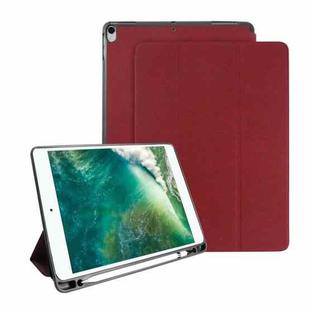 Mutural Exquisite Series Cloth Texture PU+TPU Leather Case for iPad Pro 10.5 inch, with 3-Fold Holder & Pen Slot & Sleep & Wake-up Function(Red)