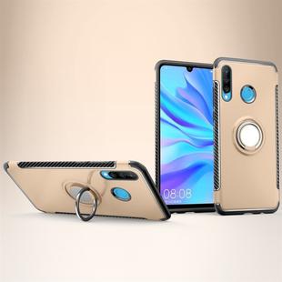 Magnetic 360 Degrees Rotation Ring Armor Phone Protective Case for Huawei P30 Lite / Nova 4e(Gold)