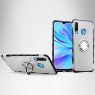 Magnetic 360 Degrees Rotation Ring Armor Phone Protective Case for Huawei P30 Lite / Nova 4e(Silver)
