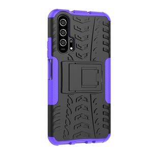 Tire Texture TPU+PC Shockproof Case for Huawei Honor 20 Pro, with Holder (Purple)