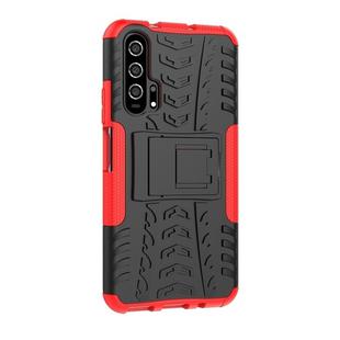 Tire Texture TPU+PC Shockproof Case for Huawei Honor 20 Pro, with Holder (Red)