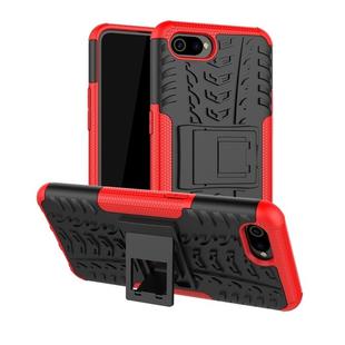 Tire Texture TPU+PC Shockproof Case for OPPO Realme C2 /A1k, with Holder (Red)