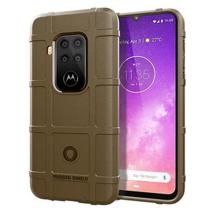 Shockproof Protector Cover Full Coverage Silicone Case for Motorola Moto One Pro (Brown)