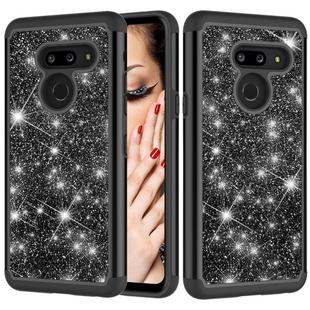 Glitter Powder Contrast Skin Shockproof Silicone + PC Protective Case for LG G8 ThinQ (Black)