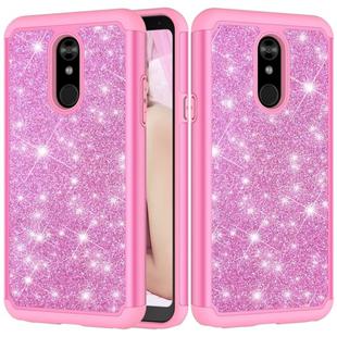 Glitter Powder Contrast Skin Shockproof Silicone + PC Protective Case for LG Stylo 5 (Pink)