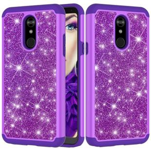 Glitter Powder Contrast Skin Shockproof Silicone + PC Protective Case for LG Stylo 5 (Purple)