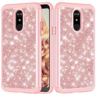 Glitter Powder Contrast Skin Shockproof Silicone + PC Protective Case for LG Stylo 5 (Rose Gold)