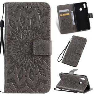 Pressed Printing Sunflower Pattern Horizontal Flip PU Leather Case for Vivo Y93 / Y91 / Y95, with Holder & Card Slots & Wallet & Lanyard (Grey)
