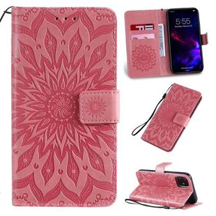 For iPhone 11 Pressed Printing Sunflower Pattern Horizontal Flip PU Leather Case , with Holder & Card Slots & Wallet & Lanyard