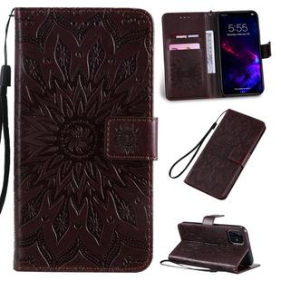 For iPhone 11 Pressed Printing Sunflower Pattern Horizontal Flip PU Leather Case , with Holder & Card Slots & Wallet & Lanyard