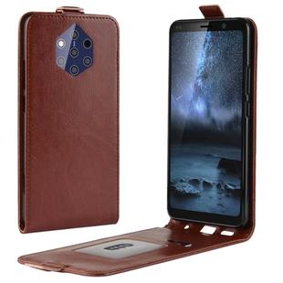R64 Texture Vertical Flip Leather Case for Nokia 9 PureView, with  Card Slots & Photo Frame (Brown)