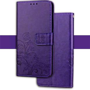 For Huawei Glory 10 Lite Pressed Flowers Horizontal Flip Leather Case With Magnetic Buckle & Holder & Card Slots & Wallet (Purple)
