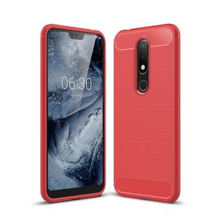 Carbon Fiber Texture TPU Shockproof Case For Nokia 6.1Plus / X6 (Red)