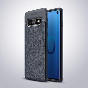 Litchi Texture TPU Shockproof Case for Galaxy S10 (Navy)