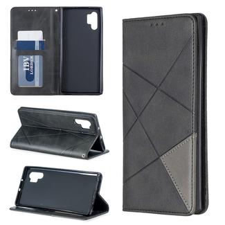 Rhombus Texture Horizontal Flip Magnetic Leather Case with Holder & Card Slots & Wallet For Galaxy Note10+(Black)